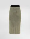 Dolce & Gabbana Midi Pencil Skirt In Crystal Mesh In Oro