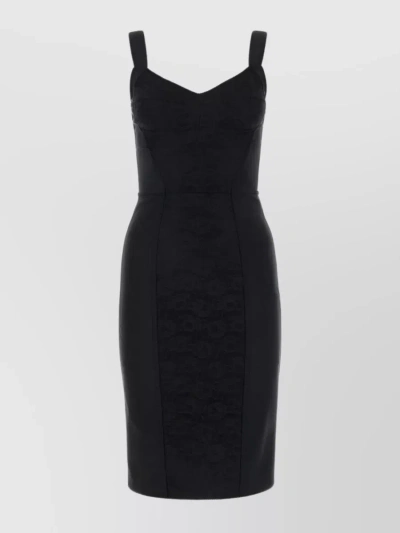 Dolce & Gabbana Midi Powernet And Lace Dress In Black