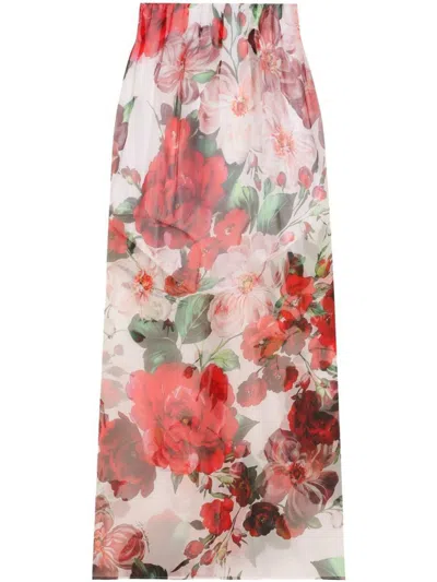 Dolce & Gabbana Silk Semi-sheer Floral Skirt
