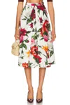 Dolce & Gabbana Multicolor Midi Skirt With All-over Floral Print And Rear Zip Closure In Cotton Woman In Multi