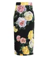 Dolce & Gabbana Multicolor Shirt With Oversize Pointed Collar And All-over Floral Motif In Silk Stretch Woman In Black