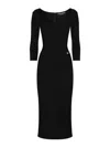Dolce & Gabbana Viscose Jersey 3/4 Sleeve Midi Dress In Black