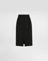 Dolce & Gabbana Midi Skirt In Double Wool Crêpe In Black