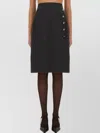 Dolce & Gabbana Woolen A-line Midi Skirt With Dg Buttons In Black