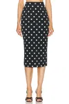 Dolce & Gabbana Capri Polka-dot Charmeuse Pencil Skirt In Nero