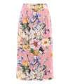 Dolce & Gabbana Stertch Silk Skirt With Multicolor Floral Print In Pink