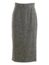 Dolce & Gabbana Women Midi Skirt With Textured Knit In Gray