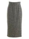 Dolce & Gabbana Women Midi Skirt With Textured Knit In Gray