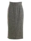 Dolce & Gabbana Women Midi Skirt With Textured Knit In Gray