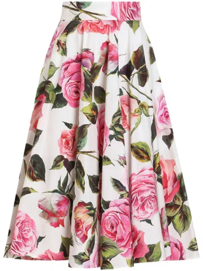 DOLCE & GABBANA FLORAL-PRINT MIDI SKIRT