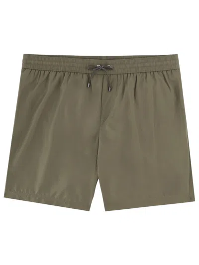 Dolce & Gabbana Mid-length Swim Trunks With Logo Tag In Green