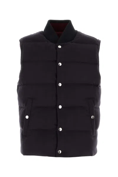 Dolce & Gabbana Midnight Blue Cotton Blend Reversible Down Jacket In Multi