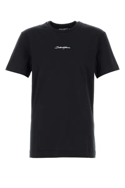 Dolce & Gabbana Blue Cotton Embroidered T-shirt In Bluscurissimo1