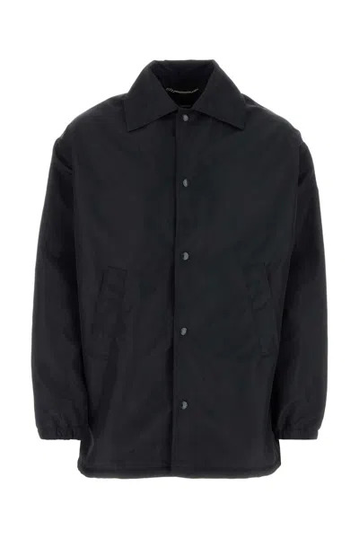 Dolce & Gabbana Logo-plaque Pointed-collar Parka In Black