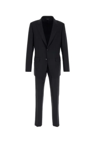 Dolce & Gabbana Midnight Blue Stretch Wool Suit In Black