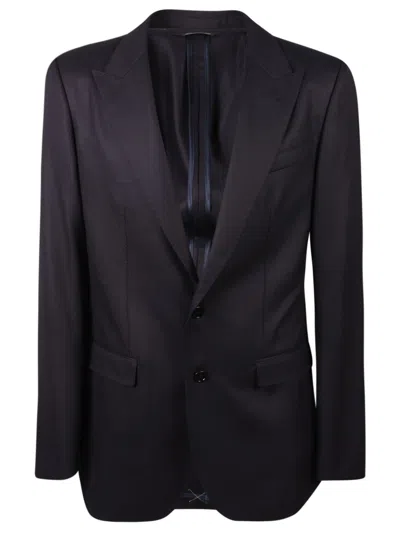 Dolce & Gabbana Midnight Blue Wool Twill Jacket In Black