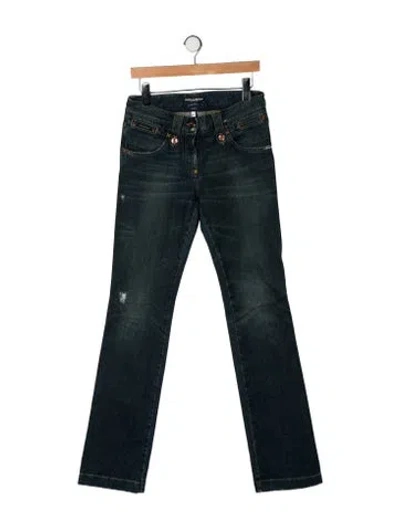 Pre-owned Dolce & Gabbana Mid-rise Flared Jeans In Black