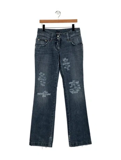 Pre-owned Dolce & Gabbana Mid-rise Flared Jeans In Blue