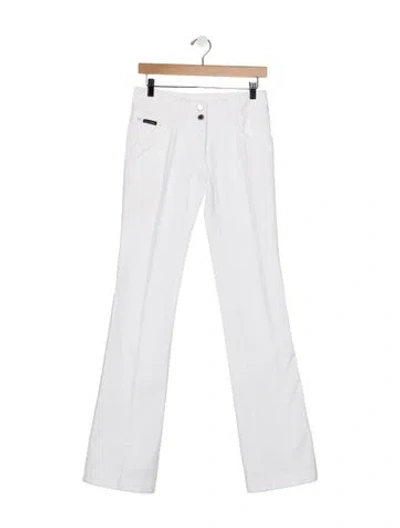 Pre-owned Dolce & Gabbana Mid-rise Flared Jeans In White