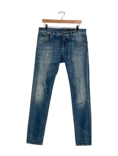Pre-owned Dolce & Gabbana Mid-rise Skinny Leg Jeans In Blue