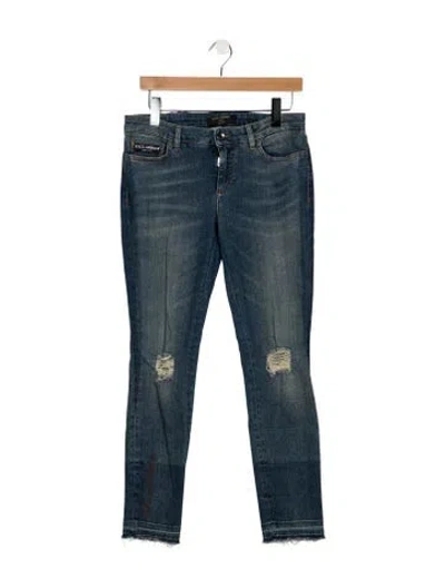 Pre-owned Dolce & Gabbana Mid-rise Skinny Leg Jeans In Blue