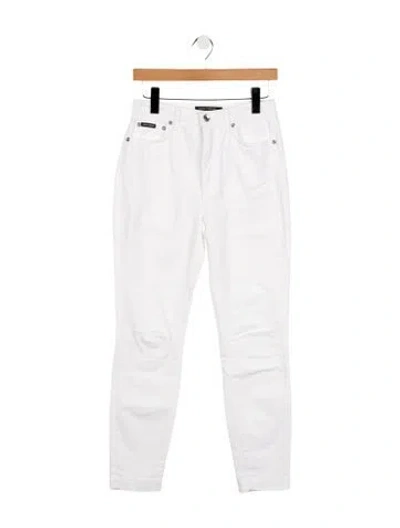 Pre-owned Dolce & Gabbana Mid-rise Skinny Leg Jeans In White