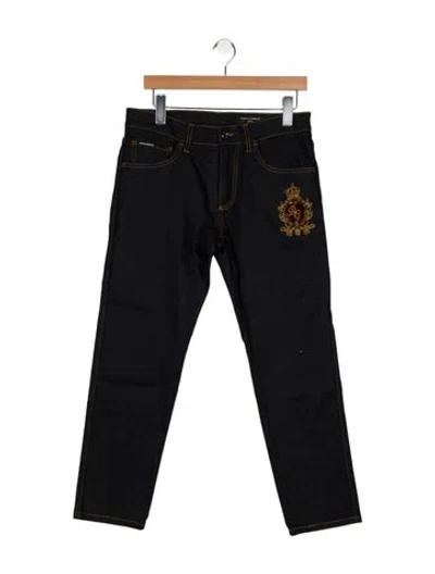 Pre-owned Dolce & Gabbana Mid-rise Straight Leg Jeans In Black