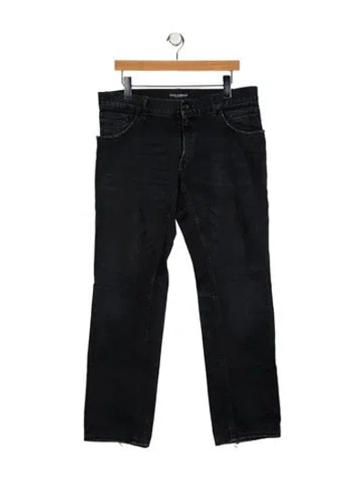 Pre-owned Dolce & Gabbana Mid-rise Straight Leg Jeans In Black