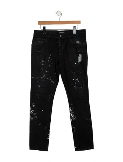 Pre-owned Dolce & Gabbana Mid-rise Straight Leg Jeans In Black