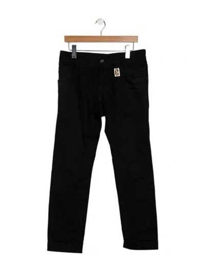 Pre-owned Dolce & Gabbana Mid-rise Straight Leg Jeans In Black