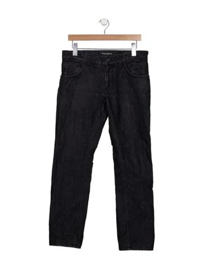 Pre-owned Dolce & Gabbana Mid-rise Straight Leg Jeans In Black