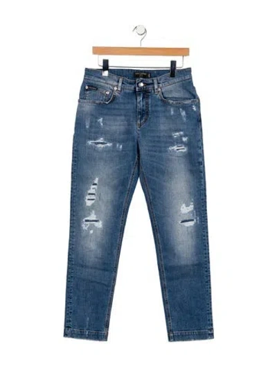 Pre-owned Dolce & Gabbana Mid-rise Straight Leg Jeans In Blue
