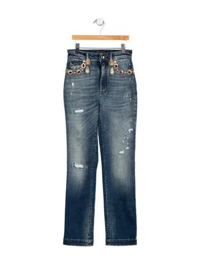 Pre-owned Dolce & Gabbana Mid-rise Straight Leg Jeans In Blue