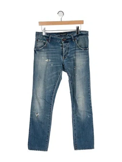 Pre-owned Dolce & Gabbana Mid-rise Straight Leg Jeans In Blue