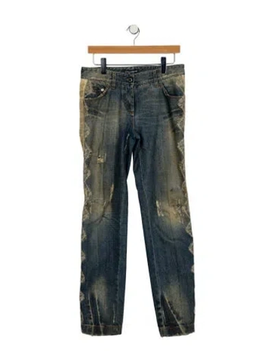 Pre-owned Dolce & Gabbana Mid-rise Straight Leg Jeans In Blue