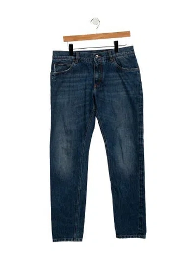Pre-owned Dolce & Gabbana Mid-rise Straight Leg Jeans In Blue