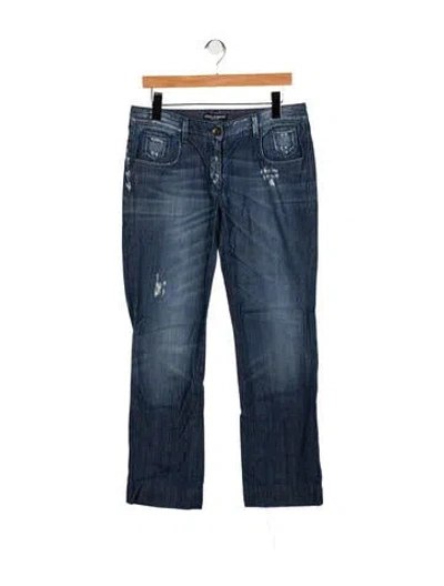 Pre-owned Dolce & Gabbana Mid-rise Straight Leg Jeans In Blue