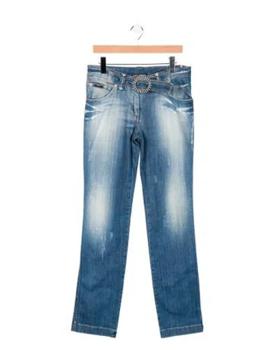 Pre-owned Dolce & Gabbana Mid-rise Straight Leg Jeans In Blue