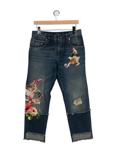 Pre-owned Dolce & Gabbana Mid-rise Straight Leg Jeans In Blue