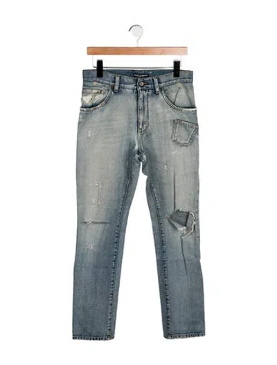 Pre-owned Dolce & Gabbana Mid-rise Straight Leg Jeans In Blue