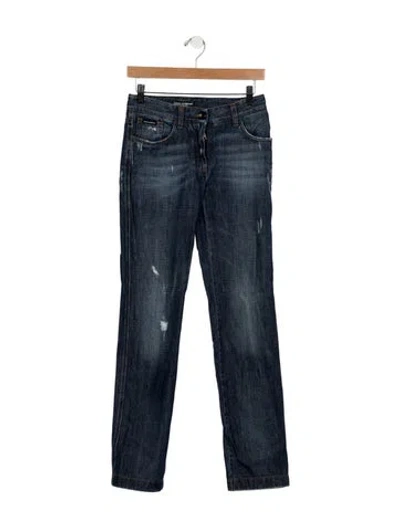 Pre-owned Dolce & Gabbana Mid-rise Straight Leg Jeans In Blue