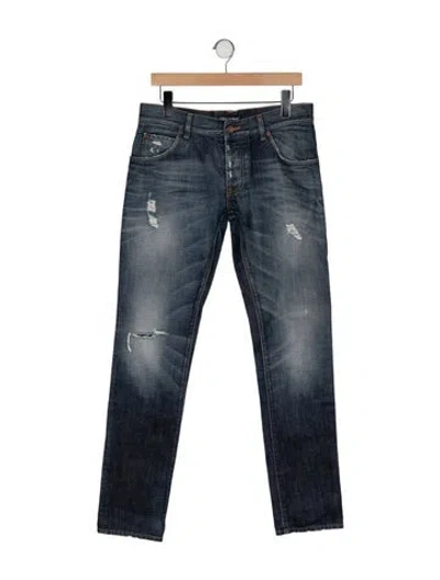 Pre-owned Dolce & Gabbana Mid-rise Straight Leg Jeans In Blue