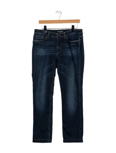 Pre-owned Dolce & Gabbana Mid-rise Straight Leg Jeans In Blue