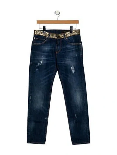 Pre-owned Dolce & Gabbana Mid-rise Straight Leg Jeans In Blue