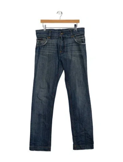 Pre-owned Dolce & Gabbana Mid-rise Straight Leg Jeans In Blue