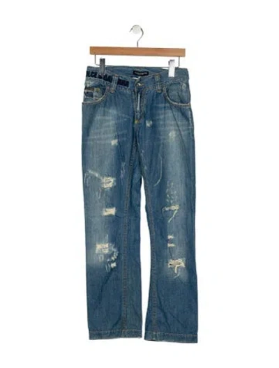 Pre-owned Dolce & Gabbana Mid-rise Straight Leg Jeans In Blue