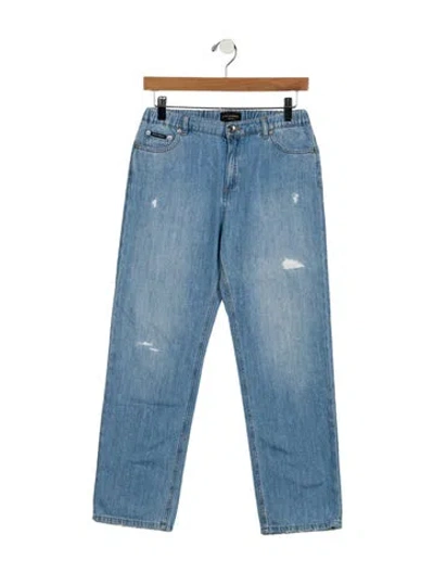 Pre-owned Dolce & Gabbana Mid-rise Straight Leg Jeans In Blue