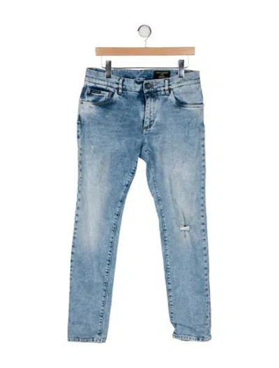 Pre-owned Dolce & Gabbana Mid-rise Straight Leg Jeans In Blue