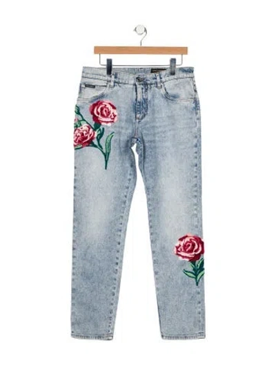 Pre-owned Dolce & Gabbana Mid-rise Straight Leg Jeans In Blue