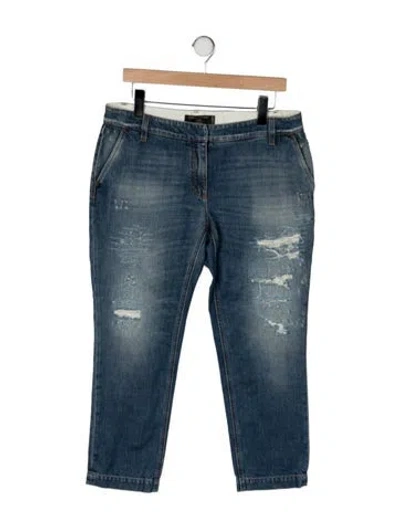Pre-owned Dolce & Gabbana Mid-rise Straight Leg Jeans In Blue